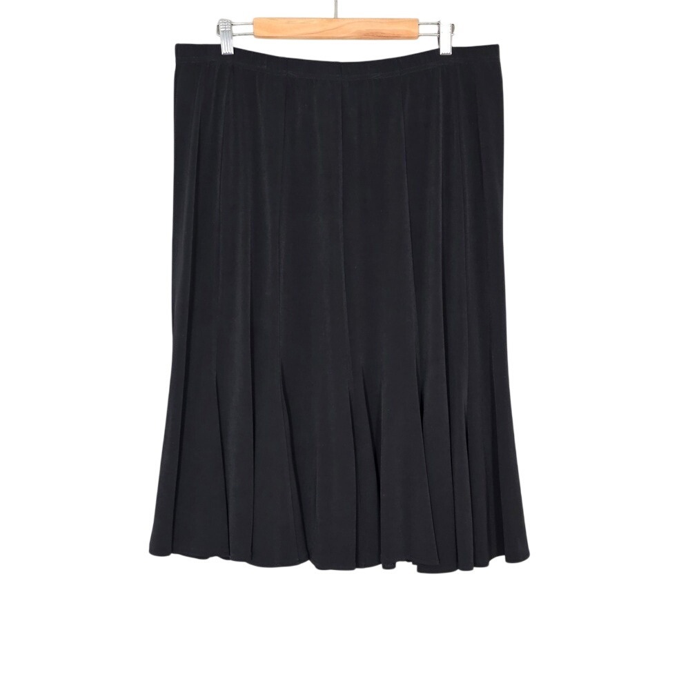 ALDILA Women's Black Heavy Knit A-Line Midi Skirt Made in Canada XL